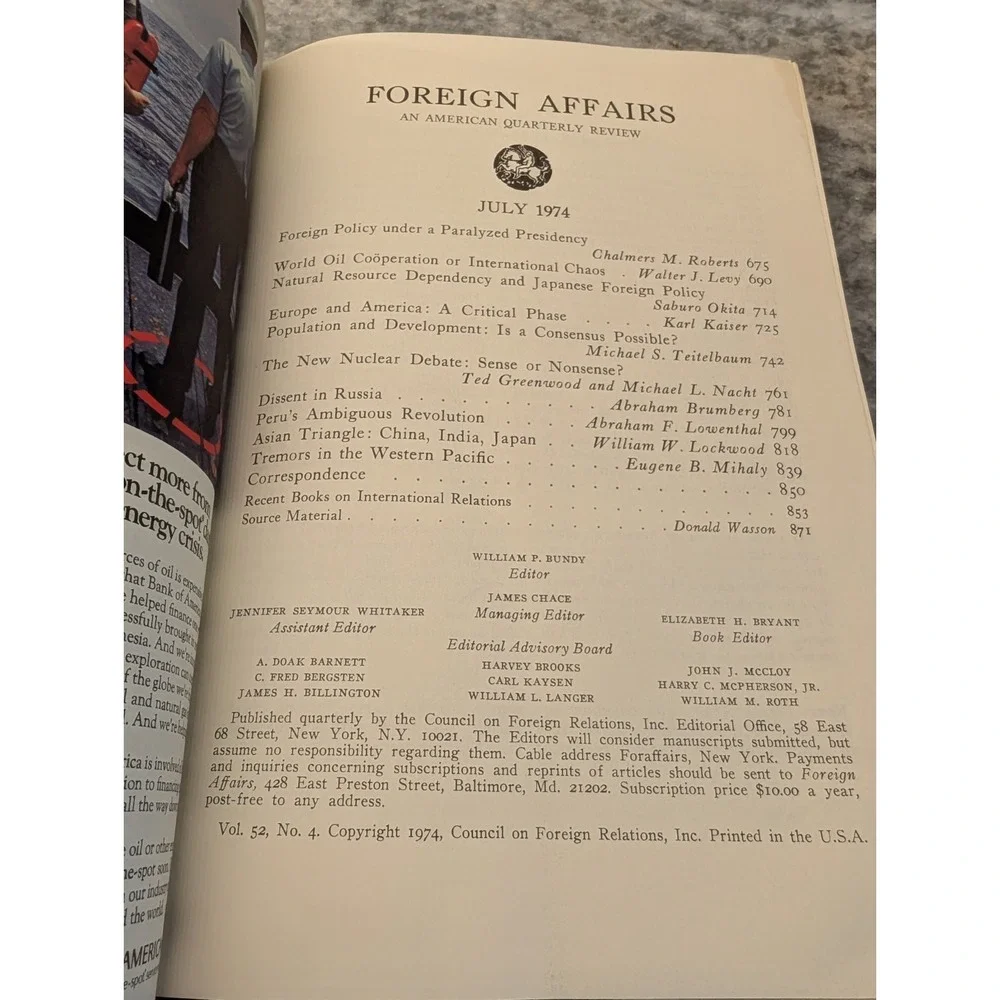 Foreign Affairs An American‎ Quarterly Review July 1974 Vol4